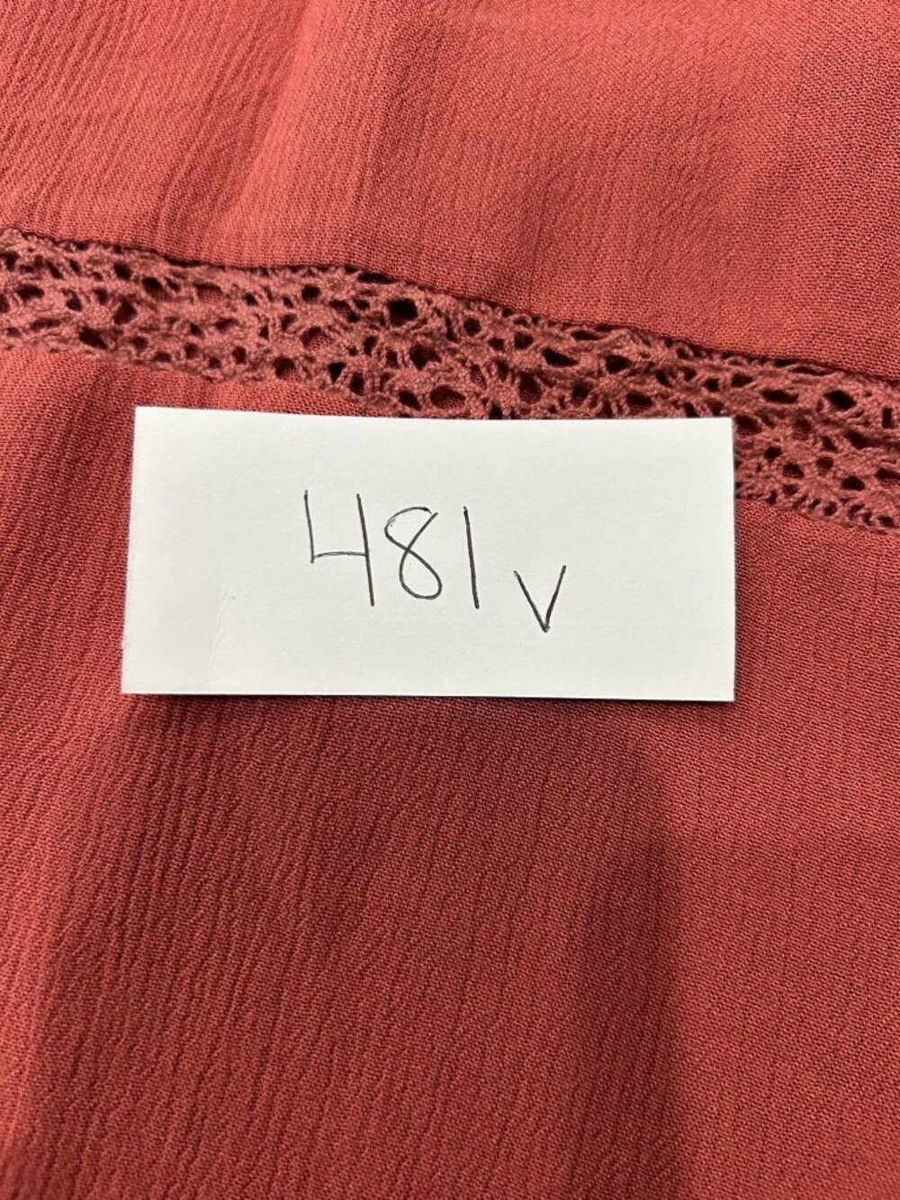 American Eagle Outfitters Small Flutter Sleeve Lace Blouse Rust Ruffle Boho NWT - Picture 10 of 11